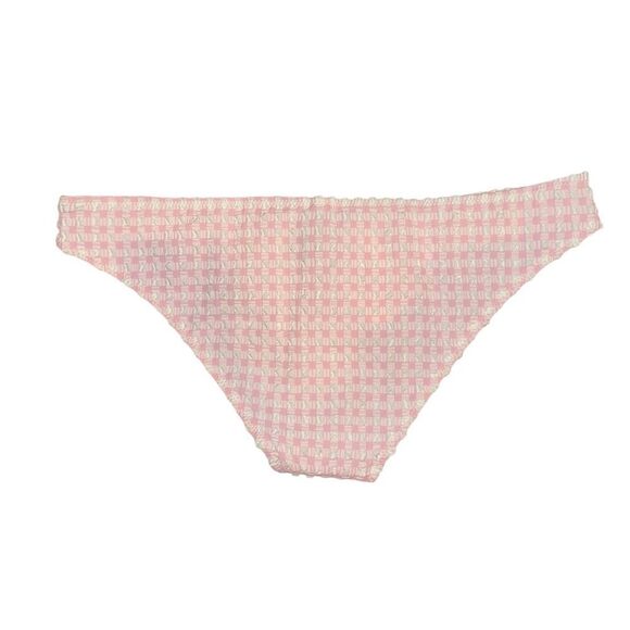 SOLID & STRIPED CHARLOTTE BIKINI BOTTOMS PINK & WHITE GINGHAM SIZE LARGE NWT - Picture 2 of 5